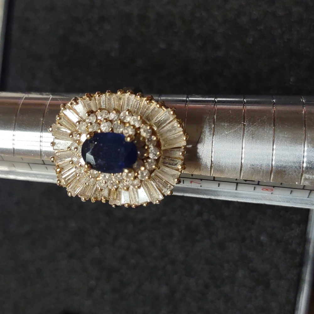Levian 14kt yellow gold diamond blue sapphire ring - Picture 4 of 13